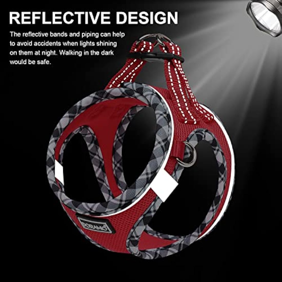 DORAMIO Step-in Dog Harness and Leash Set, Soft Mesh No-Chock Reflective Breathable Easy Walk Lightweight Vest Harnesses with Safety Buckle for Small Dogs, Cats, Puppies (Red, XL)