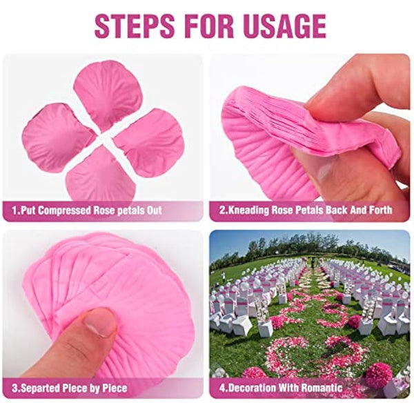 DONQL 2300PCS Pink Rose Petals Decoration, Artificial Silk Flowers Petals, Fake Roses Petals for Bed Bedroom Wedding, Red Rose Petals Romantic Valentines Birthday Party Decorations (Pink)