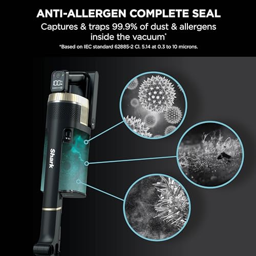 Shark Stratos Cordless Stick Vacuum Cleaner with Anti Hair Wrap Plus, Clean Sense IQ & Anti-Odour Technology, 60 Mins Run-Time, Removable Battery, Charcoal/Rose Gold IZ400UK