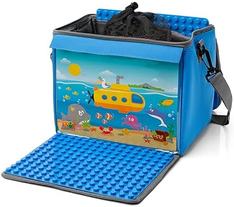 fantifant Building Block Bag with Fold-Out Building Plate Suitable for Building Blocks of Many Brands