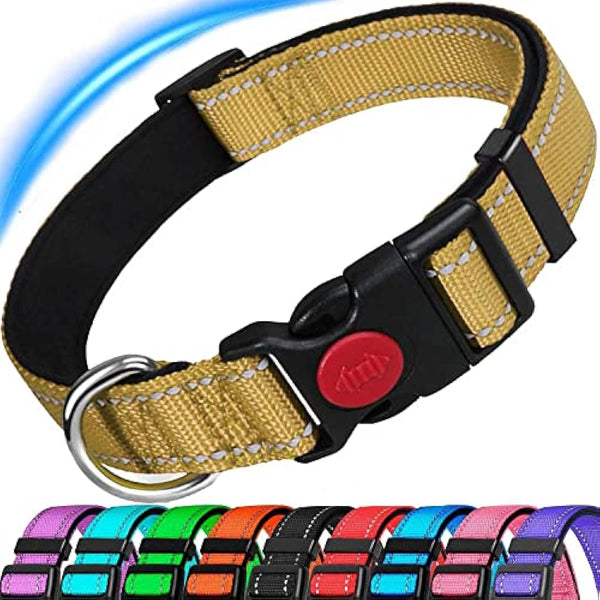 Dog Collar, Reflective Adjustable Basic Dog Collar with Soft Neoprene Padding, Durable Nylon Pet Collars for Puppy Medium Dogs