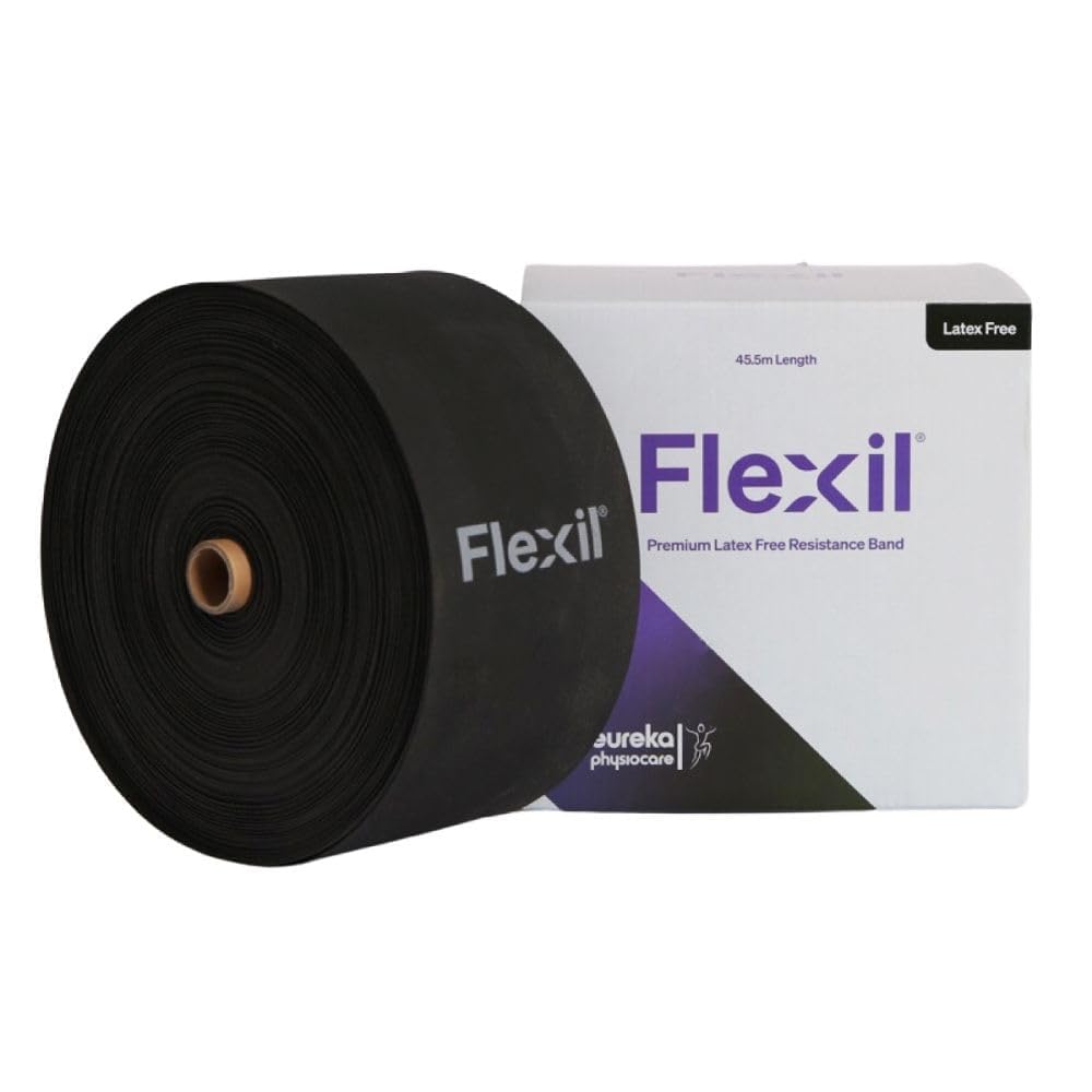 Flexil Resistance Band | 45.5M | Latex-Free | Black | XX-Heavy Strength | Home Gym Equipment | Strength Training and Physical Therapy - Tension Level