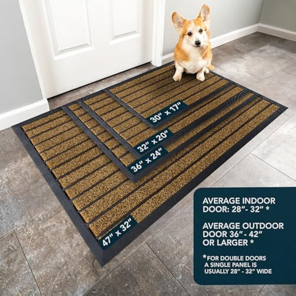 ubdyo Door Mats Indoor - Extra Durable Dirt Trapping Indoor Mats - Non-slip Rubber Rubber Door Mat - Low Profile Welcome Mat - (61 x 91 cm, Bright Brown)