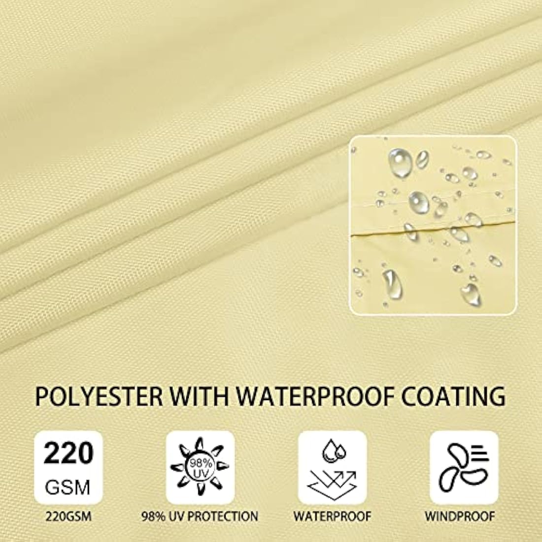 Ankuka Sun Shade Sail 3m x 4m Beige Rectangular Waterproof Garden Sun Sail Outdoor Patio Party Sunscreen Awning Canopy 98% UV Block With Rope