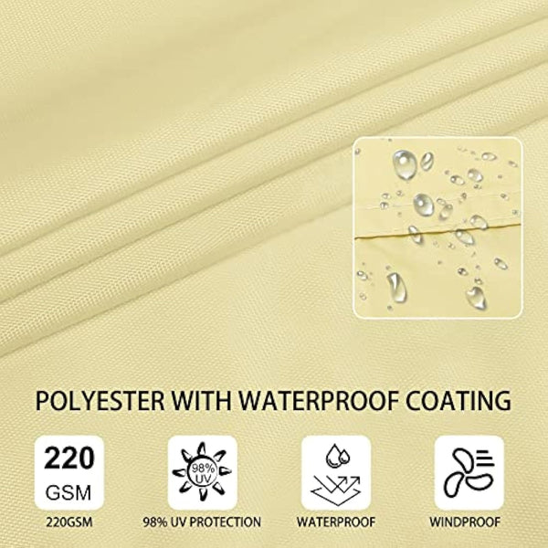 Ankuka Sun Shade Sail 3m x 4m Beige Rectangular Waterproof Garden Sun Sail Outdoor Patio Party Sunscreen Awning Canopy 98% UV Block With Rope