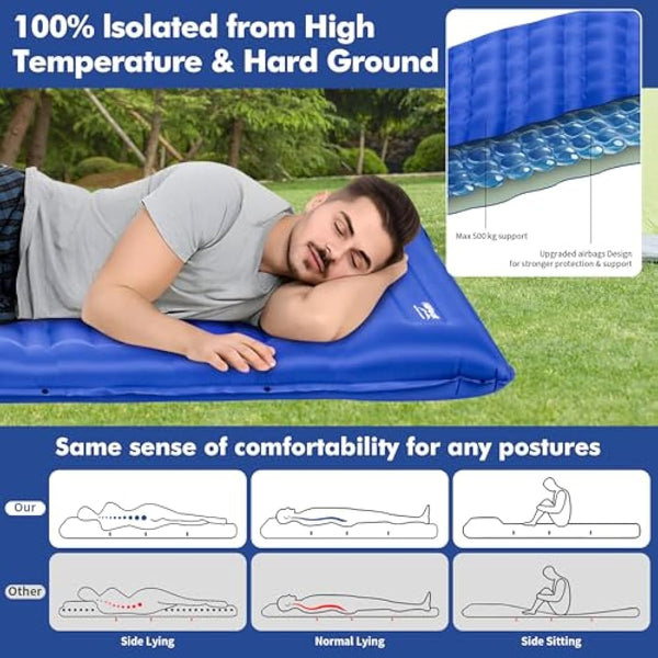 HiiPeak Strong Support Camping Mat, Inflatable Sleeping Mattress 3.9 Inch Thickness Sleeping Pad with Pillow, Quick Inflation Ultralight Portable Camping Sleeping Bed for Backpacking, Hiking, Picnic