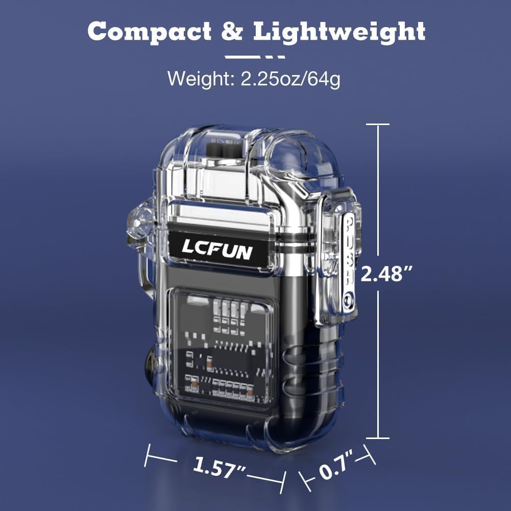 Electric Lighter Rechargeable USB, Electronic Plasma Arc Lighter Windproof and Waterproof for Hiking, Camping, Outdoor, Survival, Tactical, EDC Gear, Gifts for Him Men (Black)