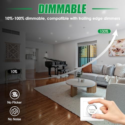 ALUSSO IP65 LED Downlights Ceiling Dimmable 12W 960LM LED Recessed Ceiling Spot Lights 3000K Warm 4000K Neutral 5700K Cool Adjustable Spotlights Ceiling Lights for Bathroom Kitchen, White, 6 Pack