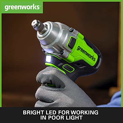 Greenworks GD24ID3 Cordless Impact Drill Driver with Brushless Motor, 2800rpm, 4000ipm, 300Nm Torque 1/4" Hex Chuck WITHOUT 24V Battery & Charger, 3 Year Guarantee