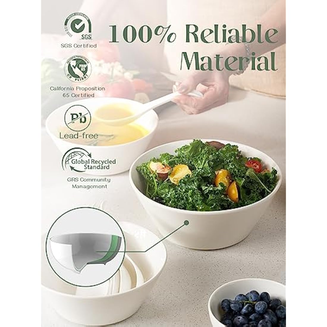 DOWAN Ceramic Soup Bowls, 1730ml Large Salad Bowl Set of 4, Φ 21.8cm White Serving Bowls, Large Snack Bowls Bouillon Cups for Kitchen, Dishwasher & Microwave Safe
