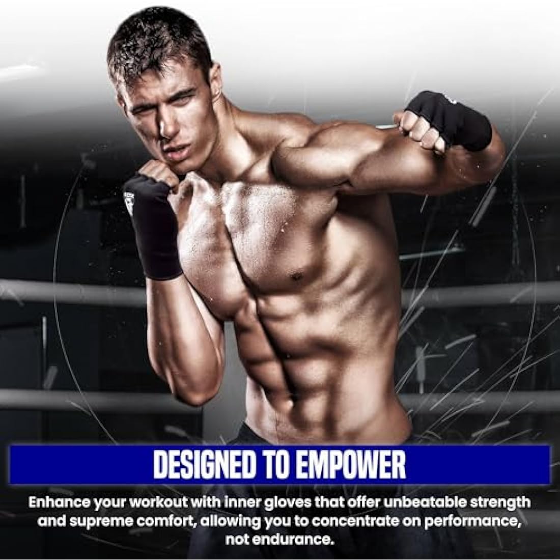 RDX Boxing Hand Wraps Inner Gloves for Punching - Half Finger Elasticated Bandages under Mitts Fist Protection - Great for MMA, Muay Thai, Kickboxing, Martial Arts Training, Combat Sports