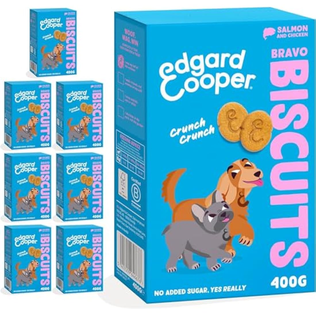 Edgard Cooper Natural Dog Treats - Salmon and Chicken Bravo Biscuits - (7 x 400g box), Grain Free, High in Protein & fresh meat, full of essential amino acids for healthy insides