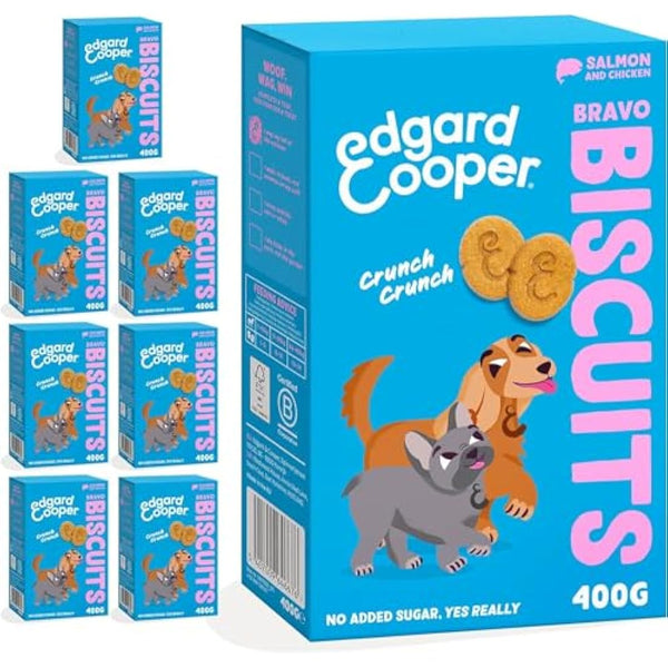 Edgard Cooper Natural Dog Treats - Salmon and Chicken Bravo Biscuits - (7 x 400g box), Grain Free, High in Protein & fresh meat, full of essential amino acids for healthy insides