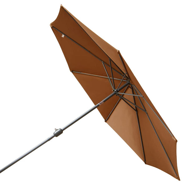 Greenbay 2.7m Round Parasol - Tilt Sun Shade Canopy Umbrella for Outdoor Garden Patio Summer Camping- Coffee