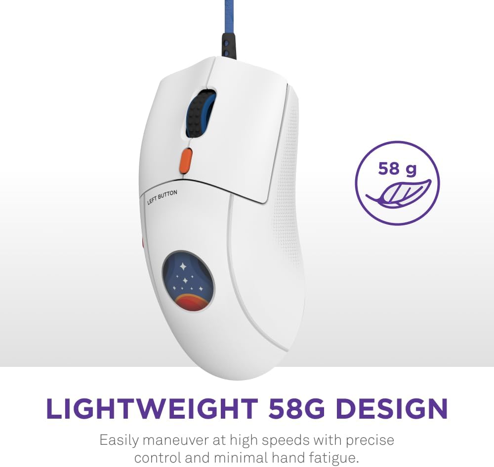 NZXT Lift 2 Ergo | Lightweight Ergonomic Wired Gaming Mouse | Lightweight 61 g Design | 8K Polling Rate | Optical Switches | 26K DPI Optical Sensor | 100% PTFE Feet | Black