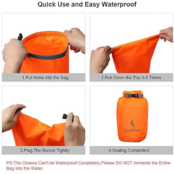 ioutdoor Waterproof Dry Bags Lightweight 2L/5L/10L/20L Keep Dry Clean, Dry Compression Sacks Small Large for Kayaking, Hiking, Swimming, Camping, Canoeing, Boating, Fishing