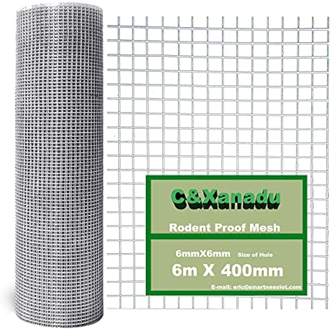 C&Xanadu Rodent Mesh 400mmX6m,Galvanised Wire Mesh Roll,Rat Proof Mesh Sheet,Welded Mesh Panels,Stop & Prevent Mice & Mouse Access