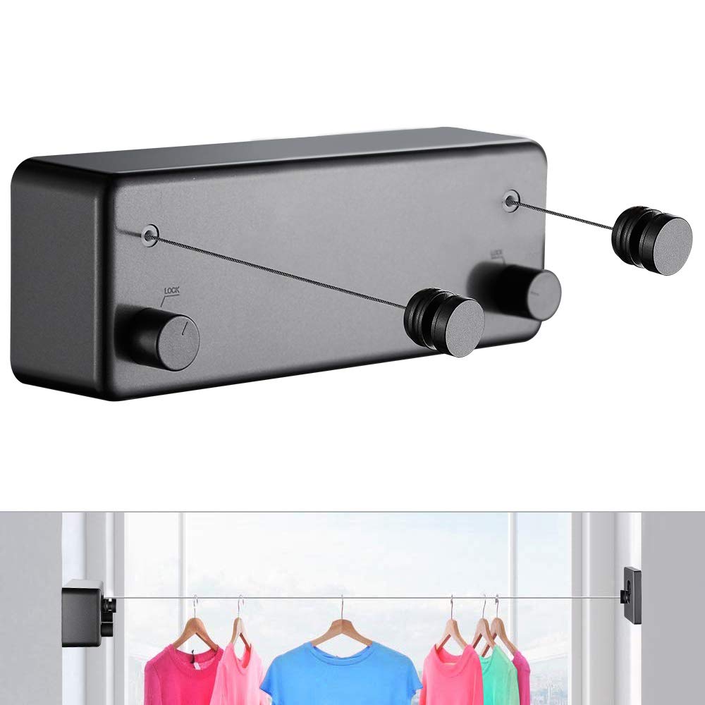 JOOM Retractable Clothesline Indoor Outdoor Clothing Rope washing line Heavy Duty Stainless Steel Line Wall Mounted Laundry line for Bathroom Hotel