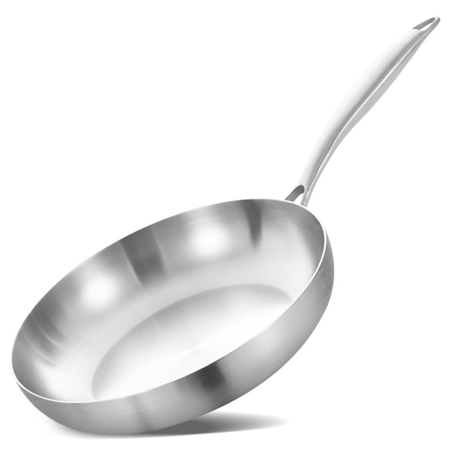 Inqibee 30 CM Tri-Ply Stainless Steel Frying Pan with Lid,Skillet,Induction Cooking Pan,Dishwasher and Oven Safe,Detachable Handle