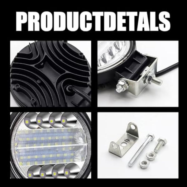 2PCS LED Work Lights,72W Off Road Driving Fog Lights LED Spotlights 12V 24V Roof Light Bar LEDs Auxiliary Lights for Off Road 4x4 SUV UTV ATV Heavy Duty Truck Tractor Boat