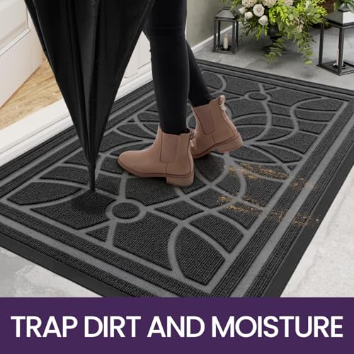 DEXI Door Mat 60 x 120 cm, Rubber Backing Dirt Trapper, Heavy Duty Non-Slip Entrance Rug, Easy Clean Shoes Scraper Doormat for Outdoor and Indoor,