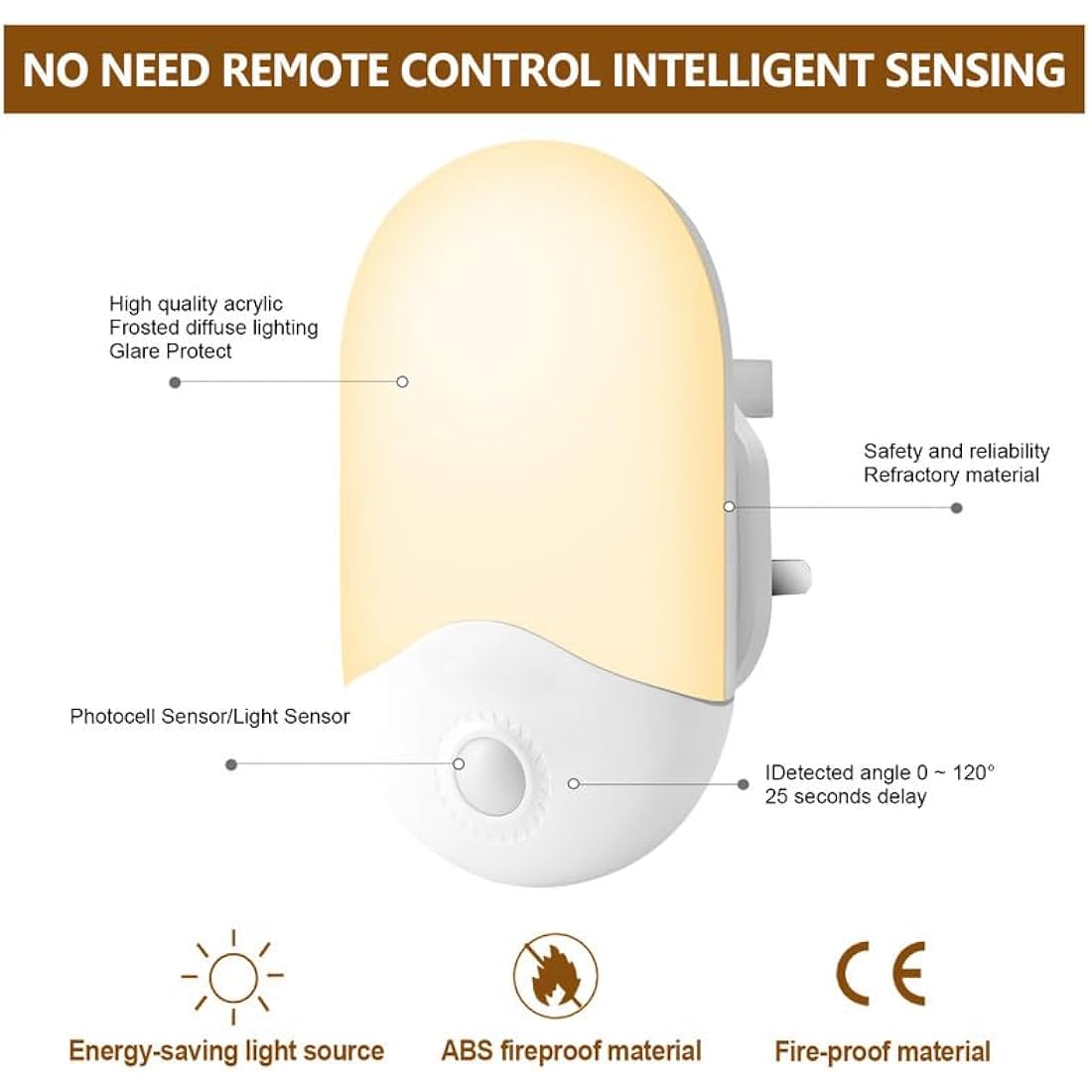 2 Pack LED Night Light, Night Lights Plug in Walls with Dusk to Dawn Photocell Sensor, 0.5W Energy Saving, Warm White Plug in Night Lighting for Kids/Children, Bedroom, Hallway, etc