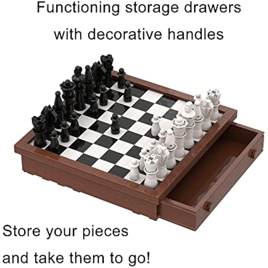 APOSTROPHE Games Building Block Deluxe Chess Set - 1,024 Pcs - Build Your own Chess Pieces & Board, Compatible with All Major Building Blocks