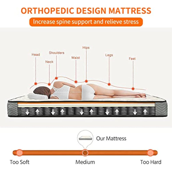 Good Nite Single Mattress 3FT Hybrid with Breathable and Skin-Friendly Fabric Medium Hard Mattress 18cm Depth 90 x 190 cm