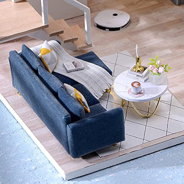 CUTEBEE Dollhouse Miniature with Furniture, DIY Wooden DollHouse Kit Plus Dust Proof and Music Movement, 1:24 Scale Creative Room Idea-L32