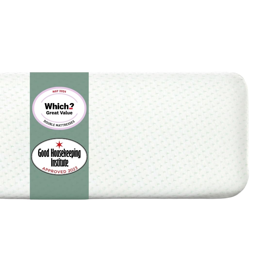 ZINUS Single Mattress - Memory Foam - 90x190cm/3x6ft - Height 13cm/5in - Medium Firmness - Orthopaedic Support with Comfort foam - Green tea Designed in UK standards