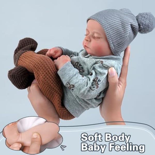 JIZHI Reborn Baby Dolls Boy - 17-Inch Realistic Lifelike Newborn Full Body Vin-yl - Real Life Babies with Accessories for Kids Age 3+