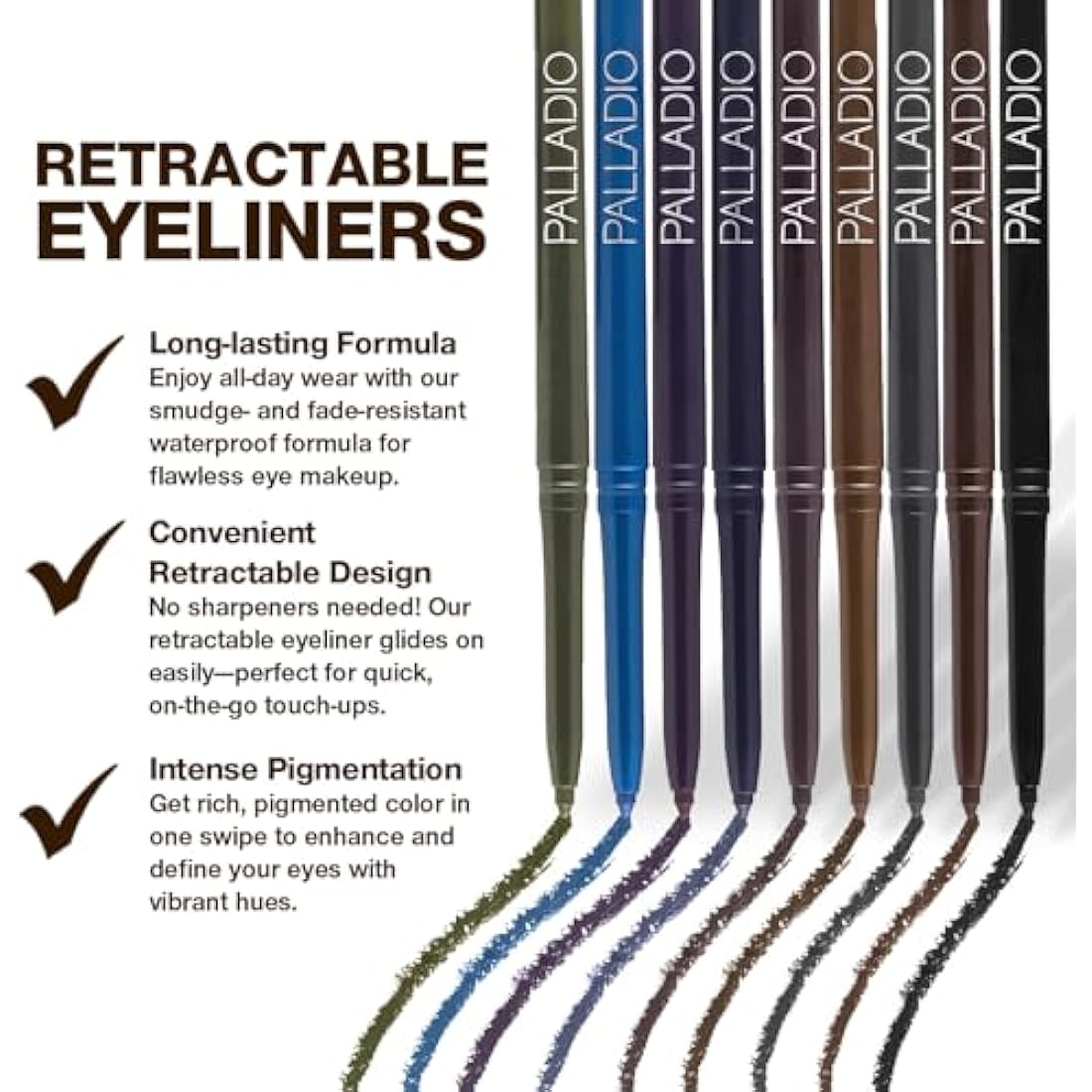 Palladio Waterproof Screw Out Eye Pen, Rich in Pigments and Creamy, Easy to Use, Long-Lasting and Smudge-proof Eyeliner, Black Brown