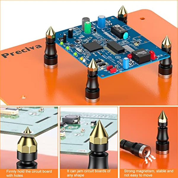 Preciva Magnetic Helping Hands Soldering, Welding Third Hand Tool, Flexible Solder Holder Auxiliary Clamp with Adjustable Clips, Stainless Steel Base for Repair, Crafts