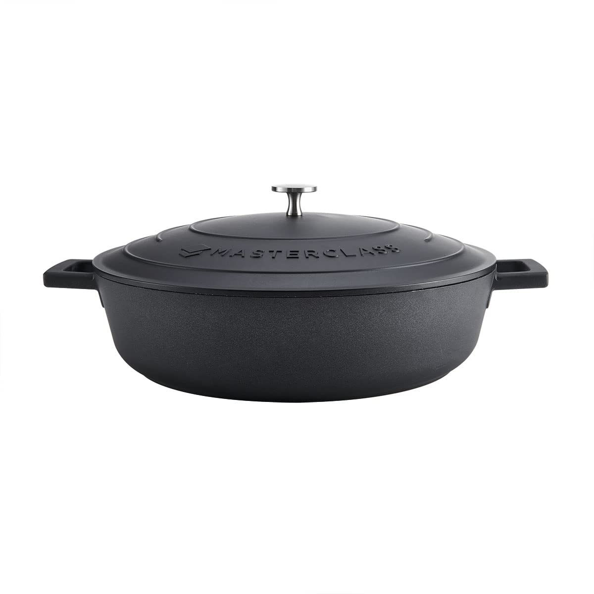 MasterClass Casserole Dish With Lid, Medium 4L/24 cm, Lightweight Cast Aluminium, Induction Hob And Oven Safe, Black