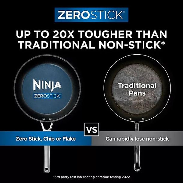Ninja ZEROSTICK 5-Piece Pan Set, Long Lasting Non Stick,16cm, 18cm & 20cm Saucepans with oven-safe glass lids, 16cm Milk Pan, 24cm Frying Pan, Stainless Steel Cookware C6500UK