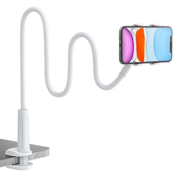 Gooseneck Phone Holder for Bed, Flexible Lazy Arm Cell Phone Stand Holder 360 Adjustable Clamp Bracket Mount Desk for iPhone 16 15 14 13 12 11 Pro Max Plus, Mini, Xs XR, Samsung