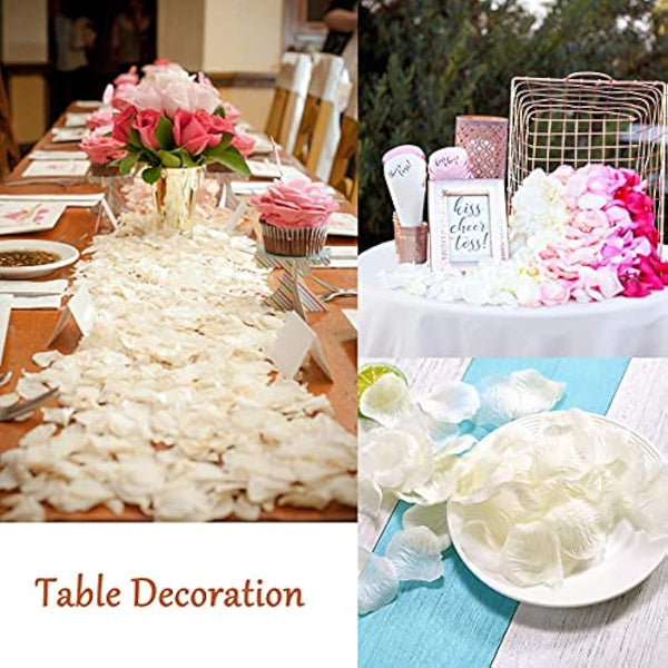 4000pcs Rose Petals for Weddings, Silk Rose Petals, Insipid Artificial Silk Flower Petals, Decoration Petal Flower Confetti for Valentine's Day, Aisle Wedding, Bed, Party, Table (White)
