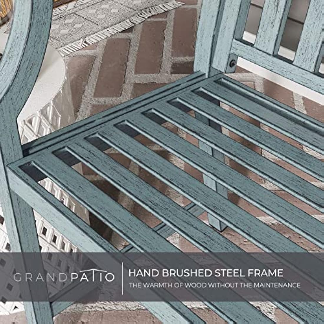 Grand patio Outdoor Bench, Garden Bench with Anti-Rust Aluminum Steel Metal Frame, Choice of Colours, Suitable for Indoor, Outdoor, Patio, Park (Gray Blue)