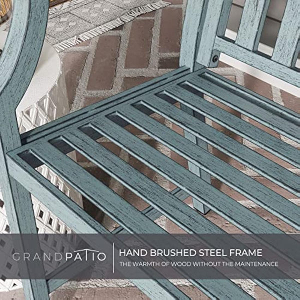 Grand patio Outdoor Bench, Garden Bench with Anti-Rust Aluminum Steel Metal Frame, Choice of Colours, Suitable for Indoor, Outdoor, Patio, Park (Gray Blue)