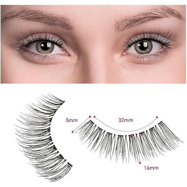 DYAFIN Natural Eyelashes 100% Handmade Lashes Reusable Soft False Eyelashes Lightweight Eye Lashes with Clear Band 3D Fake Eyelashes Long Wispy Eyelashes C Curl Lashes 8 Pairs