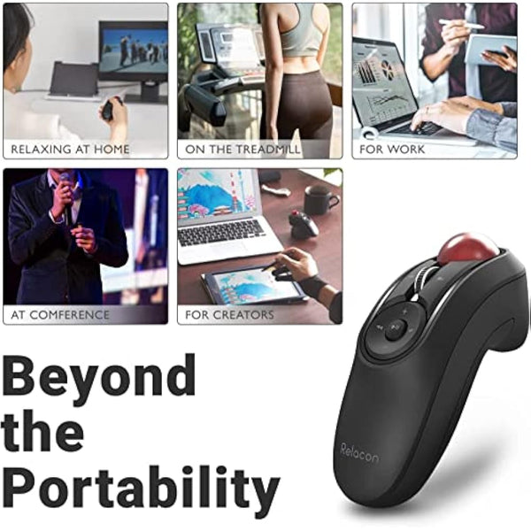 Elecom Relacon Handheld Trackball Mouse, Thumb Control, 2.4GHz Wireless, Ergonomic Design, 10-Button Function, Windows11, MacOS (M-RT1DRBK)