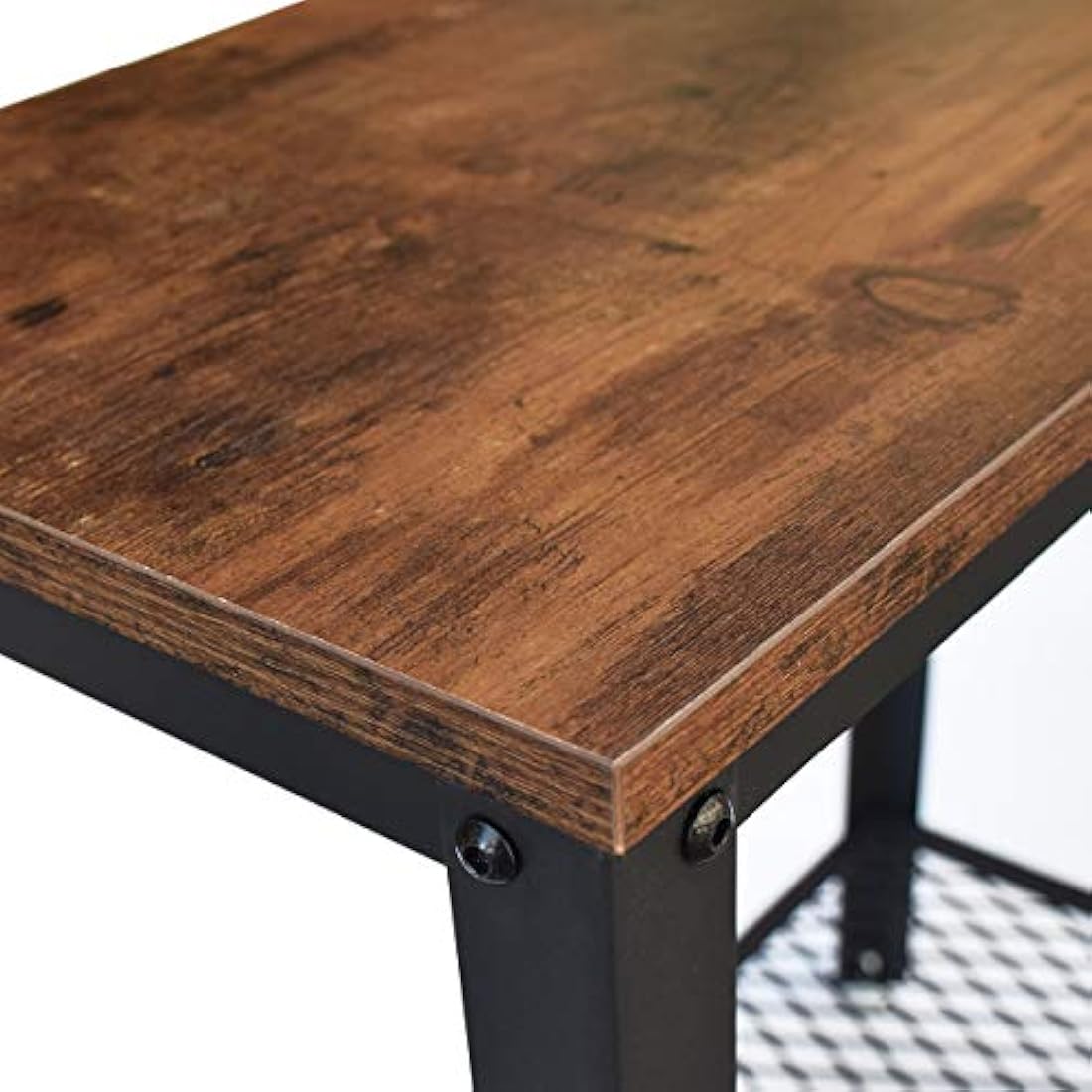 DRM Industrial Console Table for Small Spaces, 2-Tier Rustic Hallway Table, Narrow Nightstand with Metal Frame and Mesh Shelf, Sturdy Sofa Side Table for Home and Office