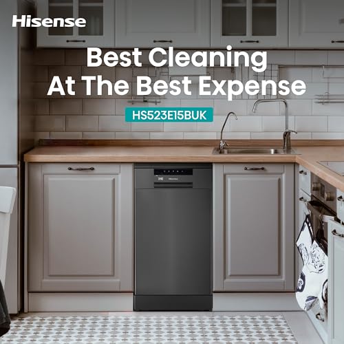 Hisense HS622E90WUK Freestanding Standard Dishwasher 85cm High - E Rated, White, 24 x 23 x 33 inches (L x W x H) [Energy Class E]