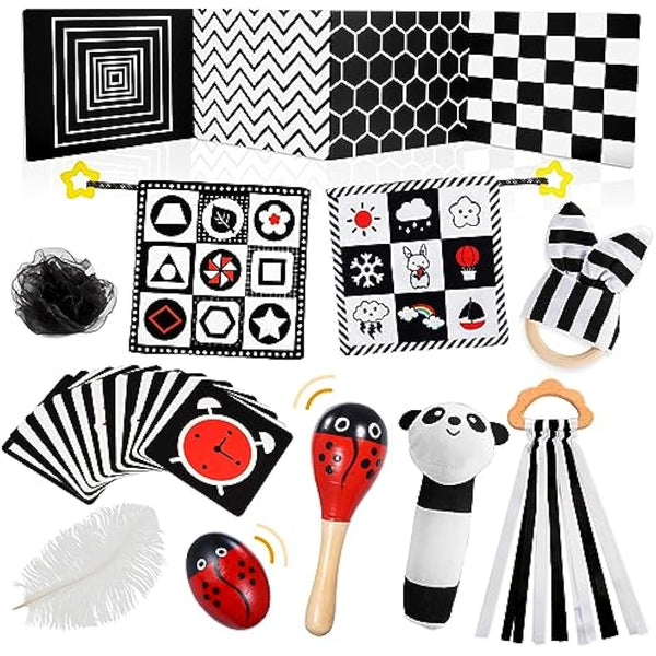 HappyKidsClub Black and White Sensory Toys for Babies 0-12 Months - Newborn Essentials, Easter Gifts, Montessori Toys