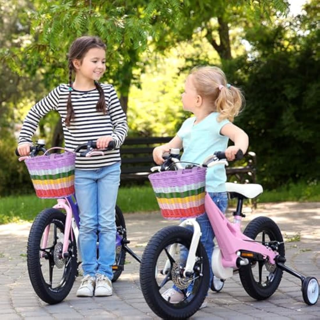 Flintronic Kids Bike Basket Handwoven Cycle Basket for Kids, Bicycle Basket For Girls Boys Childs, with Bike Accessories