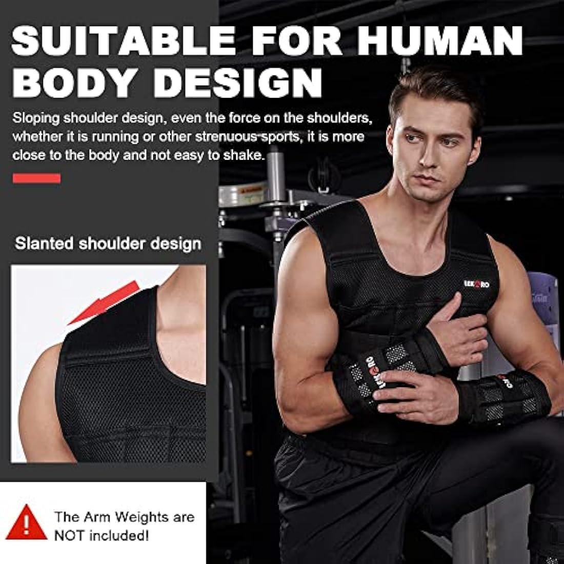 Adjustable Weighted Vest 44LB Workout Weight Vest Training Fitness Weighted Jacket for Man Woman (Included 96 Steel Plates Weights)