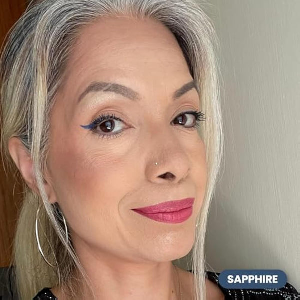 Prime Prometics PrimeEyes Glide Eyeliner for Mature Women – Water-Resistant, Long-Stay and Mess-Proof – Gel Cream Texture, Discreet Sharpener and Effective Smudger (Sapphire (Blue))