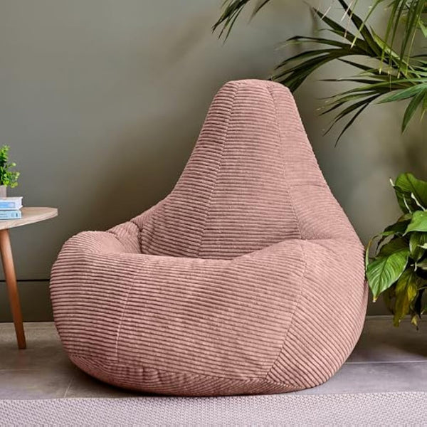 icon Dalton Cord Recliner Bean Bag, Dusk Pink, Large Adult Bean Bag Chair with Filling Included, Comfy Chair, Living Room Furniture, Bedroom Furniture