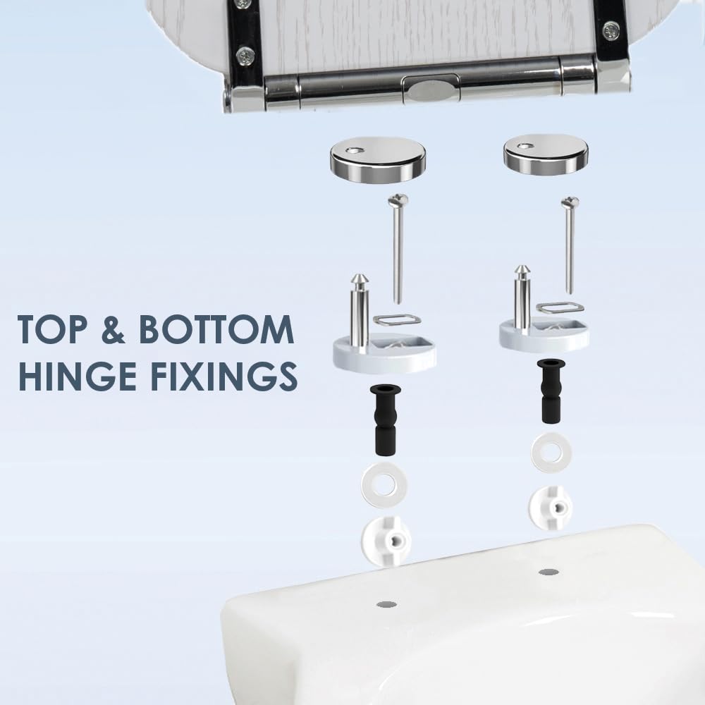 AQUALONA® Luxury Soft Close Toilet Seat - Moulded Wood - Stainless Steel Slow Close Hinges - Click, Lift & Clean Technology (Bamboo Toilet Seat)