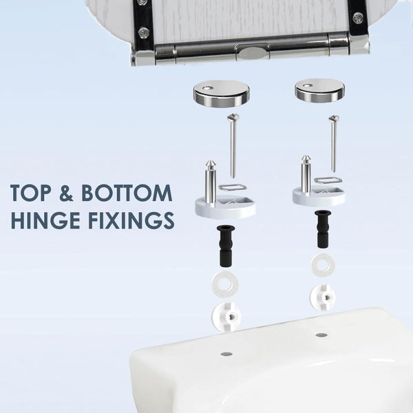 AQUALONA® Luxury Soft Close Toilet Seat - Moulded Wood - Stainless Steel Slow Close Hinges - Click, Lift & Clean Technology (Bamboo Toilet Seat)